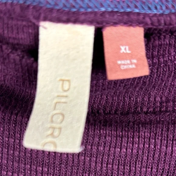 Pilcro Burgundy Plum Ruffled Bottom Sweater Long Sleeve Knit Blouse, XLarge - Picture 3 of 11